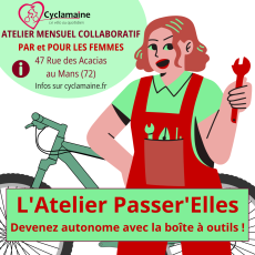 Visuel Atelier Passer'Elles - Cyclamaine (mécanique vélo géré par et pour les femmes)
