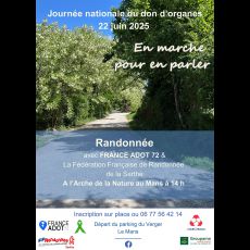 Visuel Journée nationale du don d'organe - Randonnée avec FRANCE ADOT 72