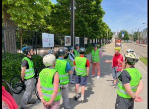 A vélo Curieuz'Mans : Sur des aménagements cyclables avec Cyclamaine