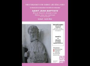 Saint Jean-Baptiste : restauration d'une sculpture en pierre du XIVe s.