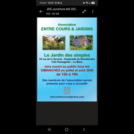 Visuel Ouverture du Jardin des Simples avec l'association Entre Cours et Jardins