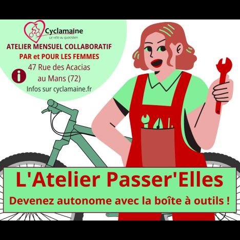 Visuel Atelier Passer'Elles (mécanique vélo géré par et pour les femmes)