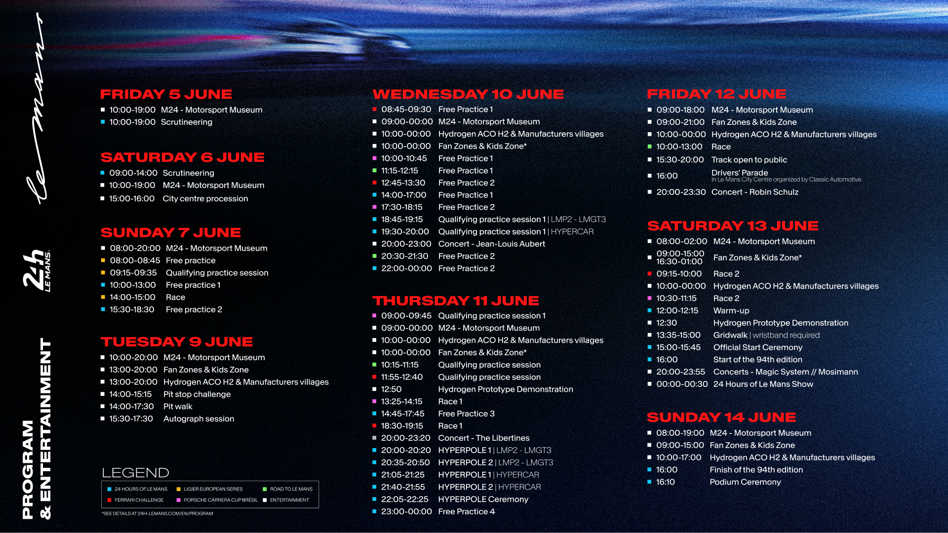 Program & entertainment Le Mans 24 Hour